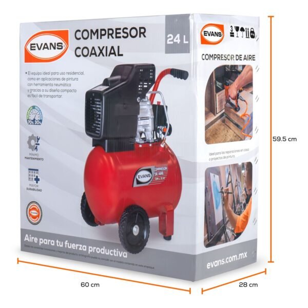 compresor coaxial evans 2hp 24l